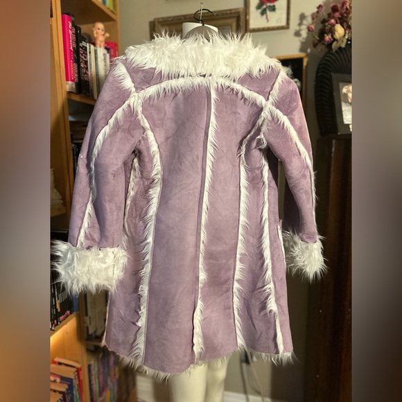 Girls Mexx Lavender penny lane Coat, Faux Fur, size 9/10, embroidered - Picture 10 of 13